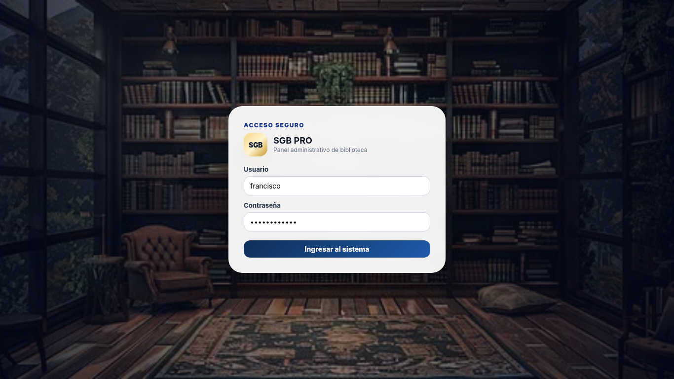 Captura 2 de Sistema Biblioteca SGB PRO