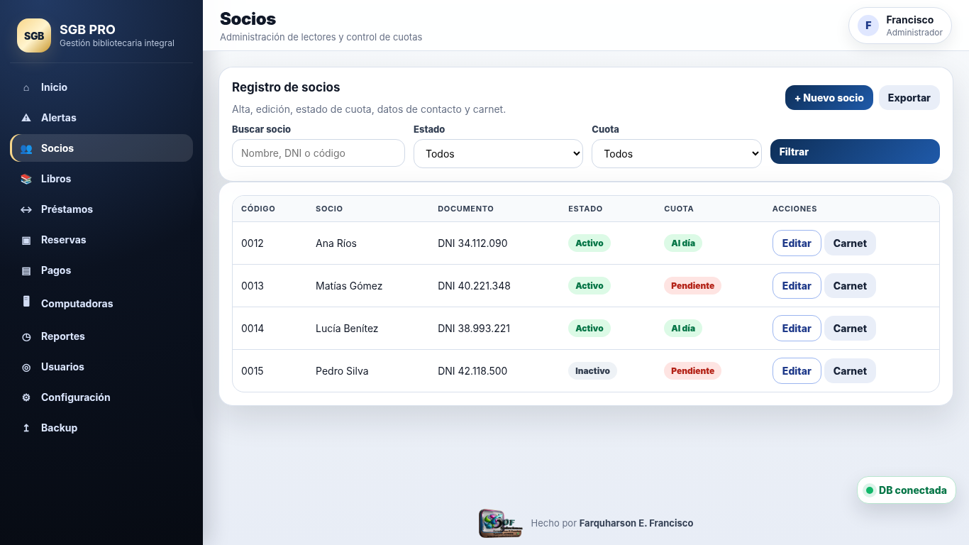 Captura 4 de Sistema Biblioteca SGB PRO