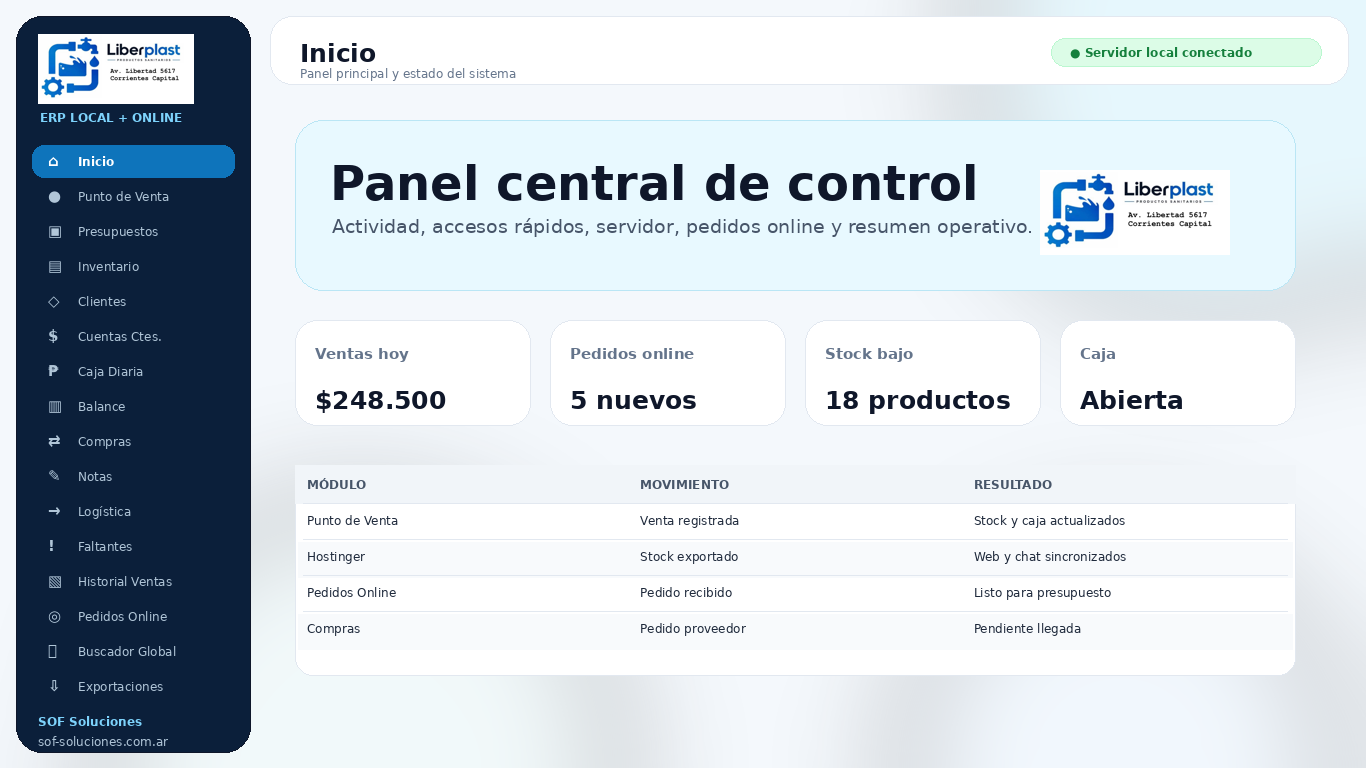 Captura 1 de Sistema Liberplast ERP